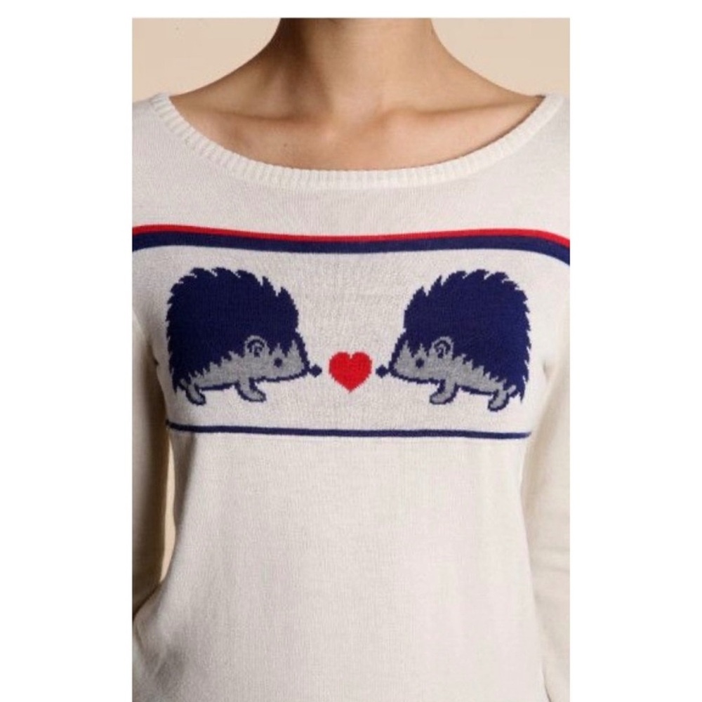 Urban Outfitters Cooperative Knit Sweater Cream Hedgehog Long Sleeve Women's L